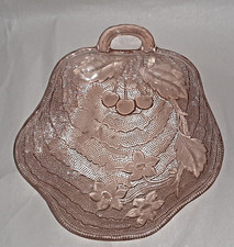 Vintage Hobnail/Beaded Clear Pressed Glass Handled Nappy Dish with Ruffled Rim — listing 4