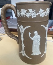 Dudson Sage Green Jasperware Pitcher with Neoclassical Cherub Relief, 21cm — listing 4