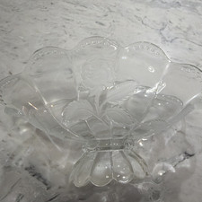 Frosted Rose Pattern Ribbed Glass Bowl / Vase with Scalloped Rim — listing 2