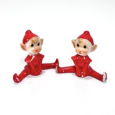 Pair of Mid-Century Green Pixie Elf Ceramic Figurines — listing 6