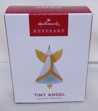 Porcelain Angel Christmas Ornament with Pink Satin Dress and Feather Wings — listing 6