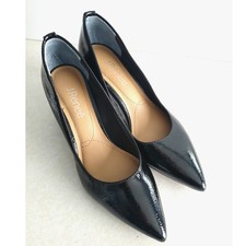 J. Renee Black Croc-Embossed Pointed-Toe Ankle Strap Pumps, Size 7M — listing 6
