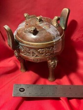 Cast Bronze Incense Burner with Scrollwork Decoration — listing 2