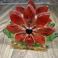 Cast Resin Amber & Green Floral Napkin Holder / Letter Holder with Metal Frame — listing 2