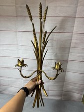 Vintage Italian Gilt Tole Wheat Sheaf Two-Light Wall Sconce — listing 4