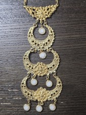 Vintage Gold-Tone Geometric Link Chain Tassel Necklace — listing 3