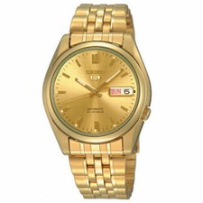 Vintage Seiko 5 Automatic Day-Date Wristwatch, Gold Dial, TV/Cushion Case — listing 2