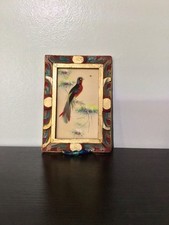 Vintage Mexican Feathercraft Bird Picture with Real Feathers in Gilt Wood Frame — listing 4