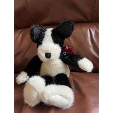 Cream White Plush Dog with Plaid Bow Tie — listing 3