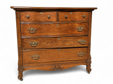 Antique Oak 3-Drawer Chest of Drawers with Painted Teal Frame — listing 3