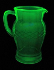 Green Uranium Depression Glass Octagonal Console Bowl, Princess Pattern, 8.5" x 3" — listing 5