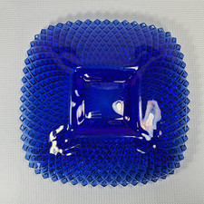 Vintage 1970s Cobalt Blue Glass Serving Tray with Silver-Tone Wire Basket Stand — listing 5