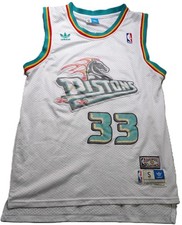Adidas Hardwood Classics Detroit Pistons #33 Grant Hill Teal Horse Throwback Swingman Jersey — listing 4