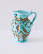 Mid-Century Italian Art Pottery Pitcher Vase with Sgraffito Townscape — listing 6