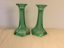 Vintage Green Uranium Glass Candlestick Holder, Depression Era, 3" Tall — listing 3