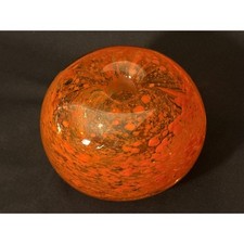 Small Hand-Blown Black & White Spatter Glass Rose Bowl Vase, 4.75" — listing 2