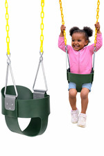 Green Full-Bucket Toddler Swing Seat with Coated Chains and T-Bar — listing 2