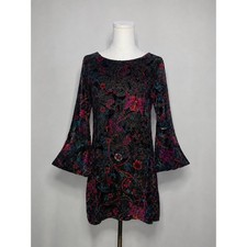 Velvet Burnout Floral Shift Dress with Bell Sleeves — listing 3