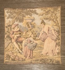 Vintage French-Style Jacquard Woven Tapestry Wall Hanging, 19 in x 56 in, Pastoral Courting Scene with Figures in 18th-Century Dress — listing 2