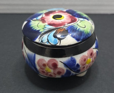 Mexican Talavera Hand-Painted Ceramic Hinged Lidded Trinket Box