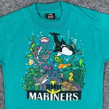 Vintage 1997 Seattle Mariners AL West Division Champs Teal T-Shirt, Size Large