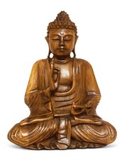 Vintage Chinese Hand-Carved Wooden Hotei Laughing Buddha Statue with Frog on Tree Branch, 10 inches — listing 4