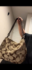 Coach Signature Mini C Jacquard Hobo Shoulder Bag with Tan Leather Trim — listing 2