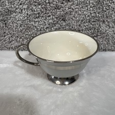 Flintridge China Cream & Platinum Trim Teacup and Saucer Set — listing 5