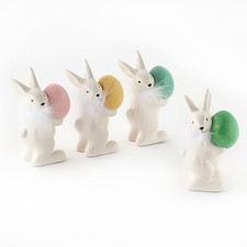 Standing Easter Rabbit Figure with Basket on Back, Composition/Papier-mâché Style Candy Container Other maker's mark — listing 5