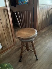 Antique Victorian Adjustable Piano Stool with Glass Ball & Claw Feet and Floral Needlepoint Seat — listing 5