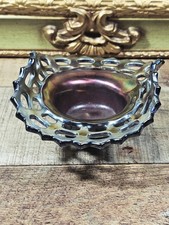 Vintage Carnival Glass Small Basketweave Bowl, Amber/Marigold Iridescent, 4.5 inches — listing 6