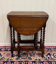 Antique English Oak Barley Twist Gateleg Drop-Leaf Dining Table — listing 4