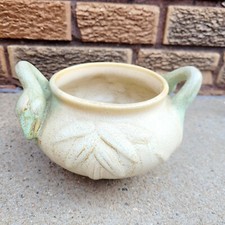Weller Pottery Patricia Double Swan Handle Vase, Ivory Matte Glaze — listing 4