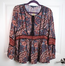 American Eagle Outfitters Boho Bell-Sleeve Lace-Up Peasant Top, Size M, Dusty Purple — listing 6