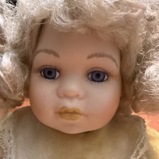 Small Porcelain-Head Baby Doll in White Embroidered Organza Christening Gown, 8.5 inch — listing 3