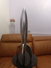 Vintage Metal Space Rocket Ship Coin Bank with Finned Tail and Removable Nose Cone — listing 3