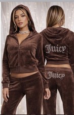Juicy Couture Black Velour Track Pants with Rhinestone Logo, Size Small — listing 4