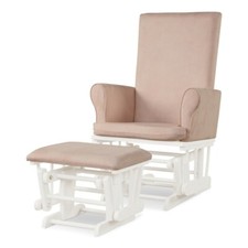 Vintage Spindle-Back Wooden Glider Rocking Chair with Plaid Cushions — listing 3