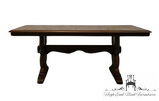 Rustic Pine Trestle Dining Table with Two Matching Benches, Live-Edge Top — listing 3