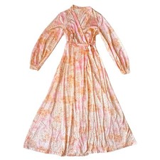 Miss Elaine Zip-Front House Dress Robe with Floral Embroidery, Size S — listing 2