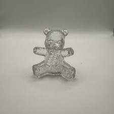 Clear Glass Figural Teddy Bear Figurine with Frosted Face — listing 3