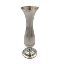 Vintage Pewter Fluted Bud Vase with Beaded Collar and Petal Rim — listing 2