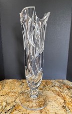 Heavy Lead Crystal Freeform Swirl Art Glass Vase — listing 6
