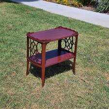 Antique Victorian Fret-Cut Walnut Magazine Rack with Diamond Inlay Panel — listing 4