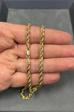 Vintage 14K Yellow Gold 3mm Rope Chain 7" Bracelet, 6.4g