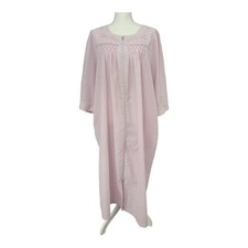 Miss Elaine Zip-Front House Dress Robe with Floral Embroidery, Size S — listing 6