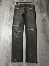 Rick Owens Bootcut Flared Jeans with Painted/Waxed Distressed Finish and Side Zip Gussets — listing 3