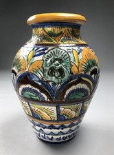 Italian Hand-Painted Hexagonal Ginger Jar / Covered Urn with Crackle Glaze and Yellow Fruit Motif — listing 6