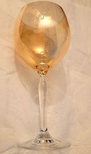 Pier 1 Imports Iridescent Amber Wine Glasses with Gold Disc Stems, Set of 4 — listing 3