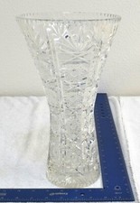 American Brilliant Period Cut Glass Vase with Pinwheel and Hobstar Pattern, 7"W x 6.5"H — listing 5
